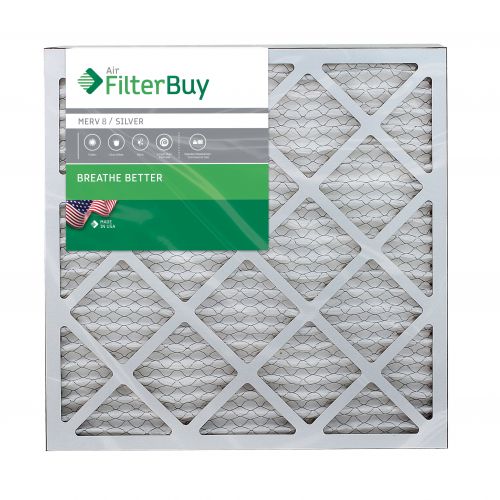  FilterBuy AFB Silver MERV 8 20x20x1 Pleated AC Furnace Air Filter. Pack of 2 Filters. 100% produced in the USA.