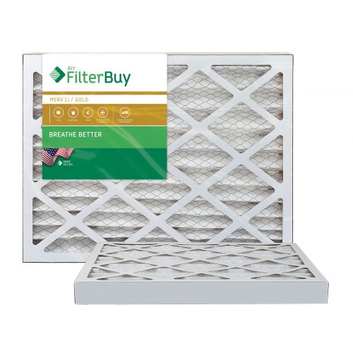  FilterBuy AFB Gold MERV 11 20x25x2 Pleated AC Furnace Air Filter. Pack of 2 Filters. 100% produced in the USA.