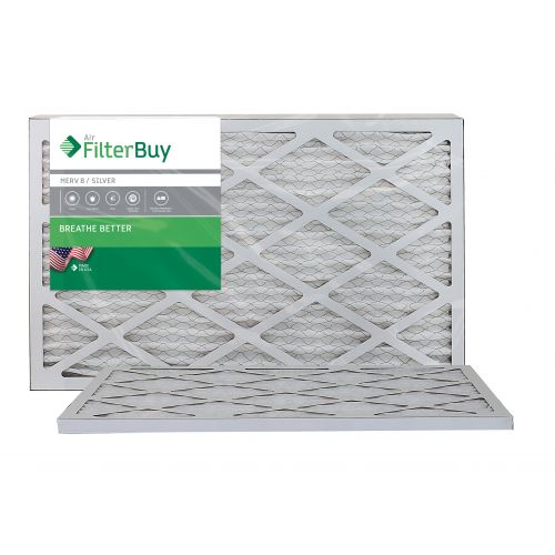  FilterBuy AFB Silver MERV 8 17x25x1 Pleated AC Furnace Air Filter. Pack of 2 Filters. 100% produced in the USA.