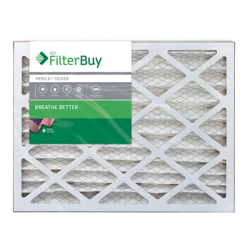  FilterBuy AFB Silver MERV 8 24x28x2 Pleated AC Furnace Air Filter. Pack of 2 Filters. 100% produced in the USA.