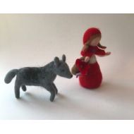 FilzartShop Little Red Riding Hood and the wolf ,Fairy tale ,Grimm.Doll,Story,Felted,Waldorf-art, Waldorf-art,Seasontable,Puppetry,Filzart