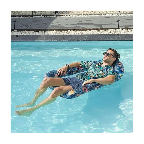  FindUWill Inflatable Pool Floats for adult, Fabric-Covered Comfort Pool lounge chairs, Multi-Purpose Tanning pool lounger, 45