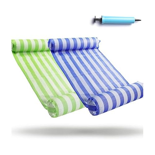  FindUWill 2 Pack Fabric Water Swimming Pool Floats Hammock, XL, Inflatable Multi-Purpose Water Hammocks Floaties (Saddle, Lounge Chair, Hammock, Drifter), Pool Float Lounger for Adults Vacation