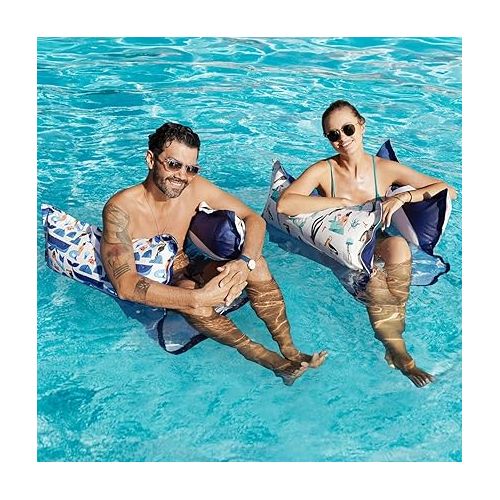  FindUWill 2-Pack Fabric Pool Floats, Inflatable Water Hammocks, XL Large Pool Float Lounger Chair for Adult