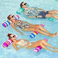 FindUWill 3 Pack Swimming Pool Floats Hammock, Inflatable Fabric Multi-Purpose Water Hammocks (Saddle, Lounge Chair, Hammock, Drifter), Pool Floaties Lounger for Adults Vacation