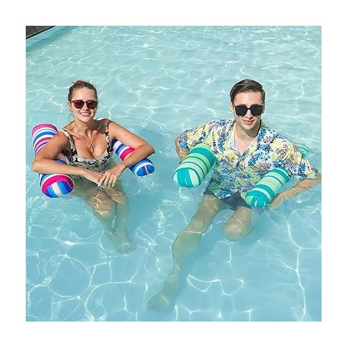  FindUWill 3 Pack Swimming Pool Floats Hammock, Inflatable Fabric Multi-Purpose Water Hammocks (Saddle, Lounge Chair, Hammock, Drifter), Pool Floaties Lounger for Adults Vacation