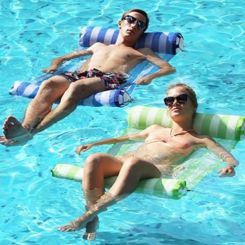  FindUWill 2-Pack Premium Swimming Pool Float Hammock, Multi-Purpose Inflatable Hammock (Saddle, Lounge Chair, Hammock, Drifter), Water Hammock Lounge