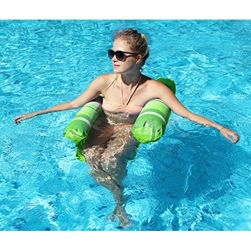  FindUWill Hammock Float Portable Swimming Pool Lounger with Inflatable Water Pillow (Colorful)