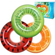 FindUWill Inflatable Pool Floats Swim Tubes Rings(3 Pack), Beach Swimming Party Toys for Kids Adults raft floaties Toddlers