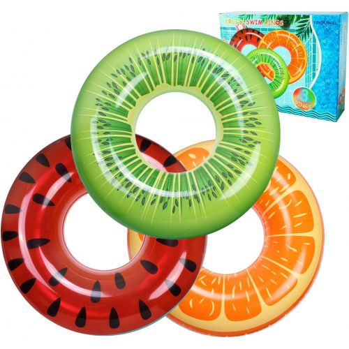  FindUWill Inflatable Pool Floats Swim Tubes Rings(3 Pack), Beach Swimming Party Toys for Kids Adults raft floaties Toddlers