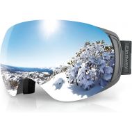 findway Ski Goggles Pro for Women & Men-100% UV 400 Protection-Interchangeable Lens,Anti Fog Over Glasses Snowboard Goggles