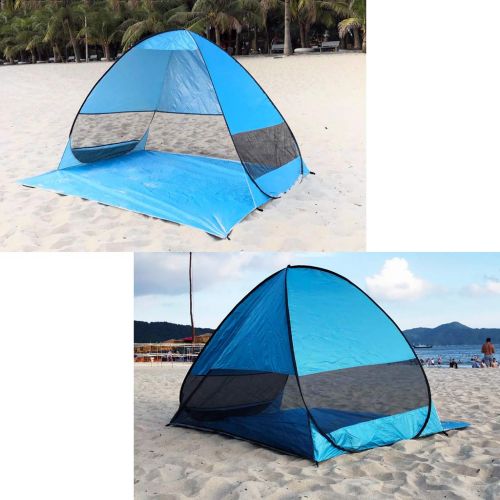  Fine Outdoor Beach Tent UV Pop up Sun Shelter Tents, Big Portable Automatic Sun Umbrella, Fit 3-4 Persons for Camping, Hiking Canopy with Carry Bag