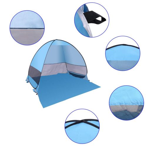  Fine Outdoor Beach Tent UV Pop up Sun Shelter Tents, Big Portable Automatic Sun Umbrella, Fit 3-4 Persons for Camping, Hiking Canopy with Carry Bag