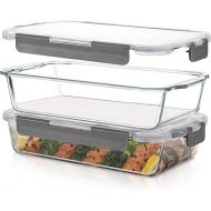 Superior Glass Casserole Dish with lid - 2-Piece Glass Bakeware And Glass Food Storage Set - 100% Leakproof Casserole Dish set with Hinged BPA-free Locking lids - Freezer-to-Oven-Safe Baking Dish Set.