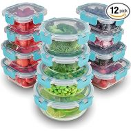 FineDine 24 Piece Glass Storage Containers with Lids - Leak Proof, Dishwasher Safe Glass Food Storage Containers for Meal Prep or Leftovers, Teal