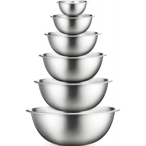  FineDine Stainless Steel Mixing Bowls (Set of 6) Stainless Steel Mixing Bowl Set - Easy To Clean, Nesting Bowls for Space Saving Storage, Great for Cooking, Baking, Prepping