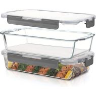FineDine Superior Glass Casserole Dish with lid - 2-Piece Glass Bakeware And Glass Food-Storage Set - 100% Leakproof Casserole Dish set with Hinged BPA-Free Locking lids - Freezer-to-Oven-S