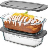 [아마존베스트]FineDine Superior Glass Loaf Pan With Cover - 2 Piece Meatloaf Pan With BPA-free Airtight Lids - Grip Handles for Easy Carry from Hot Oven To Table - Loaf Pans For Baking Bread, Cakes, Past