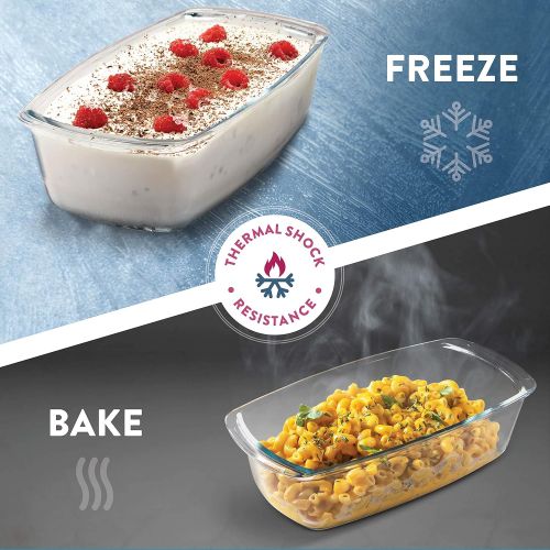  [아마존베스트]FineDine Superior Glass Loaf Pan With Cover - 2 Piece Meatloaf Pan With BPA-free Airtight Lids - Grip Handles for Easy Carry from Hot Oven To Table - Loaf Pans For Baking Bread, Cakes, Past