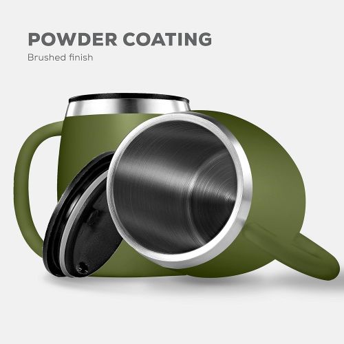  [아마존베스트]FineDine Insulated Stainless-Steel Coffee Mug with Lid and Handle (2 Pk) 14 oz.- BPA-Free Spillproof Lid, Double Wall Camping Travel Coffee Mugs Tough & Shatterproof, Keeps Coffee/Tea Hot A