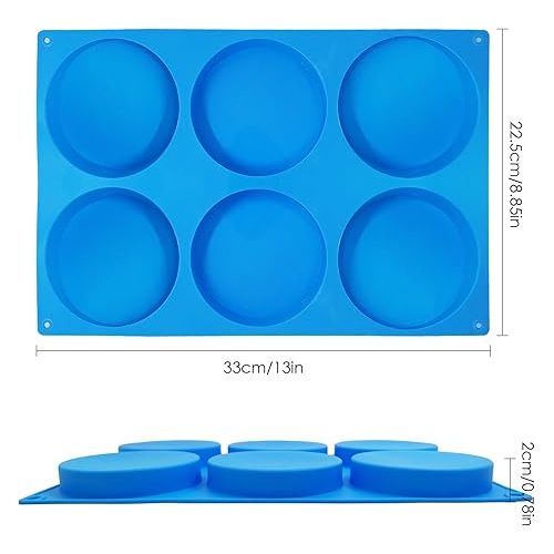  2 Pack 6-Cavity Resin Coaster Moulds, FineGood Round Coaster Mould for Resin Silicone Cake Moulds Baking Tray