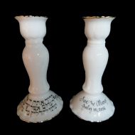 FineJudaica Personalized Hand Painted Judaica Shabbat Candlesticks with Hebrew Blessing