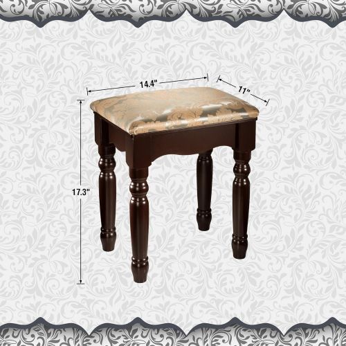  Fineboard FB-ST02-BNV Luxury Makeup Dressing Stool Pad Cushioned Chair Vanity Tables Bedroom, Brown
