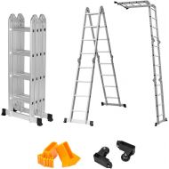 [아마존 핫딜] [아마존핫딜]Finether 15.4ft Telescoping Ladder Multi Purpose Aluminum Extension Ladder, Folding Ladder 330lb Capacity with Safety Locking Hinges (New Non-Slip Mat and Wheels for Free)