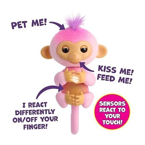  2023 New Interactive Baby Monkey Reacts to Touch - 70+ Sounds & Reactions - Harmony (Pink)