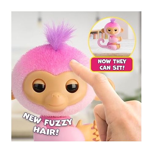  2023 New Interactive Baby Monkey Reacts to Touch - 70+ Sounds & Reactions - Harmony (Pink)