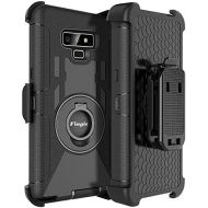 [아마존베스트]Fingic Samsung Note 9,Note 9 Case for Men,4 in1 Protective Hybrid Cover Shockproof Rugged Phone Case Full Body Kickstand Swivel Belt Clip Holster Case for Samsung Galaxy Note 9, Bl