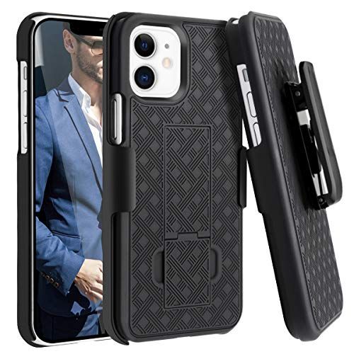  [아마존베스트]Fingic Compatible with iPhone 12 Case, iPhone 12 Pro Holster Case Combo Shell Slim Rugged Case with Kickstand Swivel Belt Clip Holster Shockproof Cover for 12/12 Pro 6.1 (No Screen