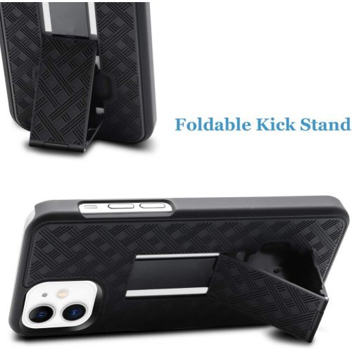  [아마존베스트]Fingic Compatible with iPhone 12 Case, iPhone 12 Pro Holster Case Combo Shell Slim Rugged Case with Kickstand Swivel Belt Clip Holster Shockproof Cover for 12/12 Pro 6.1 (No Screen