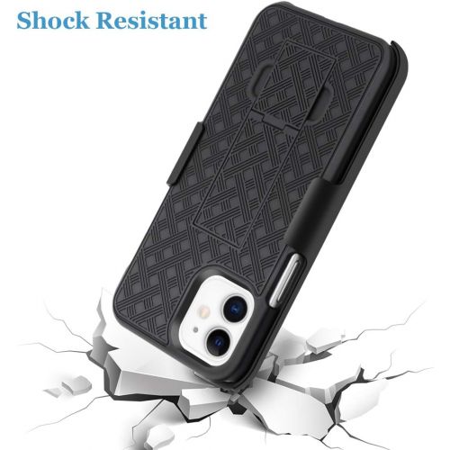  [아마존베스트]Fingic Compatible with iPhone 12 Case, iPhone 12 Pro Holster Case Combo Shell Slim Rugged Case with Kickstand Swivel Belt Clip Holster Shockproof Cover for 12/12 Pro 6.1 (No Screen