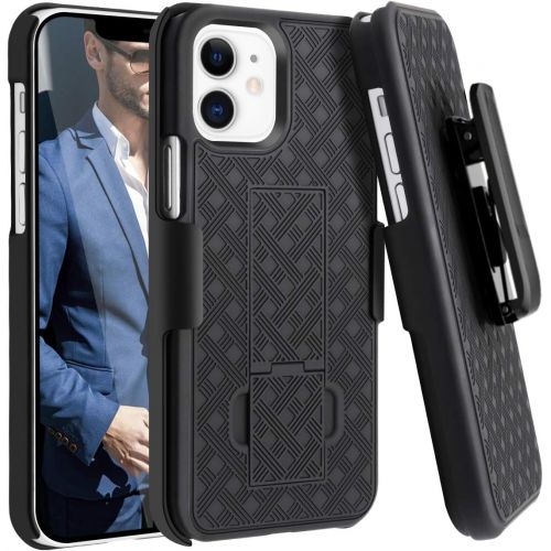  [아마존베스트]Fingic Compatible with iPhone 12 Case, iPhone 12 Pro Holster Case Combo Shell Slim Rugged Case with Kickstand Swivel Belt Clip Holster Shockproof Cover for 12/12 Pro 6.1 (No Screen