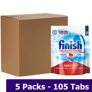 Mega Value! Finish Powerball Max Dishwasher Detergent Tabs with Hydrogen Peroxide Action, Power and Free, 105 Tabs…
