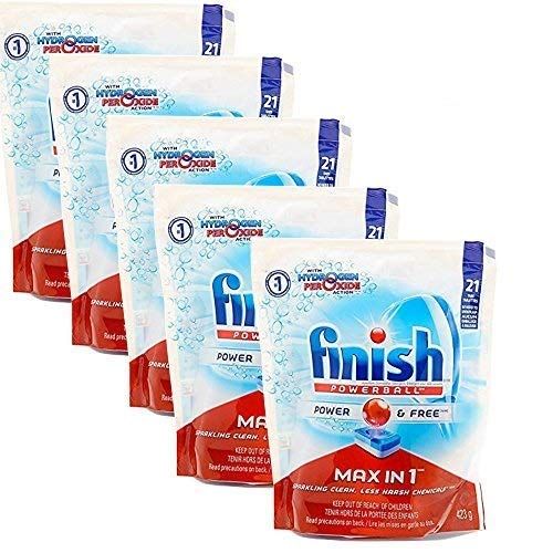  Mega Value! Finish Powerball Max Dishwasher Detergent Tabs with Hydrogen Peroxide Action, Power and Free, 105 Tabs…