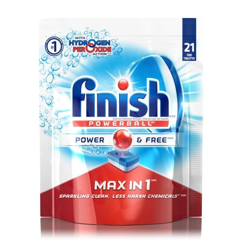  Mega Value! Finish Powerball Max Dishwasher Detergent Tabs with Hydrogen Peroxide Action, Power and Free, 105 Tabs…