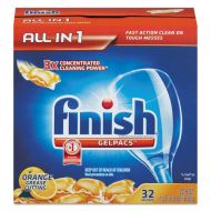 Finish Gelpacs All in 1 Orange Scent Dishwasher Detergent, 32 Count per Pack - 8 per case.