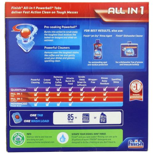  Finish Powerball Tabs Dishwasher Detergent, Fresh Scent, 85-Count