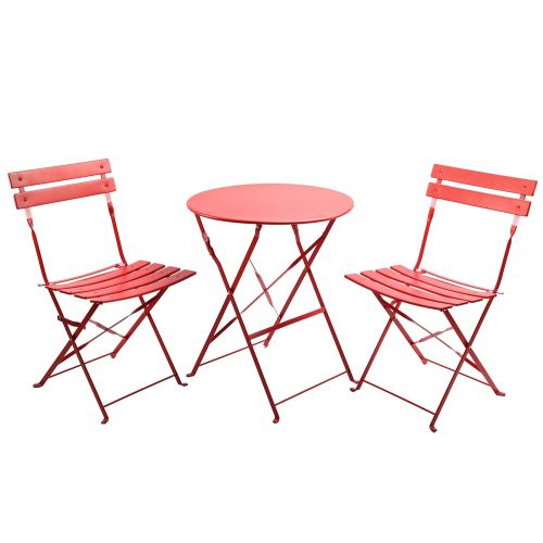  Finnhomy 3 Piece Outdoor Patio Furniture Sets, Outdoor Bistro Sets, Steel Folding Table and Chair Set, w/Safe Lock for Indoors and Outdoors Bistro Table Chair Sets,Backyard/Bistro/