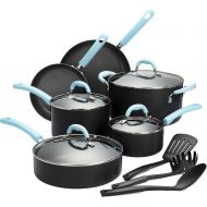 Finnhomy Super Value Hard-Anodized Aluminum Cookware Set, Double Nonstick Coating Kitchen Pots and Pan Set, Professional for Home Restaurant, 13-Piece with Blue Handle