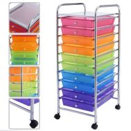 Finnhomy Costway 10 Drawer Rolling Storage Cart Scrapbook Paper Office School Organizer Color