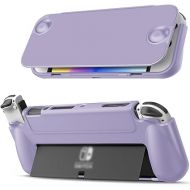 Fintie Flip Case for Nintendo Switch OLED Model - [Screen Safe] Slim Protective Soft TPU Shell with Magnetically Detachable Front Cover & Ergonomic Grip for Switch OLED Model 2021 (Lilac Purple)