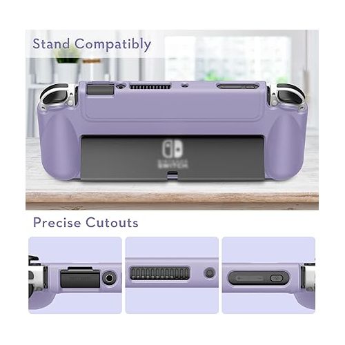  Fintie Flip Case for Nintendo Switch OLED Model - [Screen Safe] Slim Protective Soft TPU Shell with Magnetically Detachable Front Cover & Ergonomic Grip for Switch OLED Model 2021 (Lilac Purple)