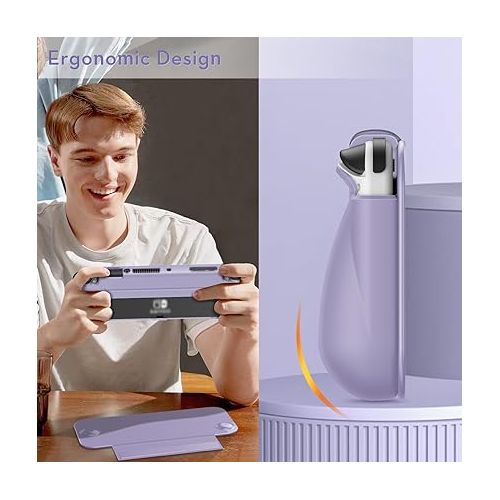  Fintie Flip Case for Nintendo Switch OLED Model - [Screen Safe] Slim Protective Soft TPU Shell with Magnetically Detachable Front Cover & Ergonomic Grip for Switch OLED Model 2021 (Lilac Purple)
