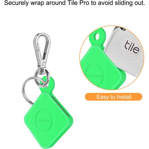  [아마존베스트]Fintie Silicone Case with Carabiner Keychain for Tile Pro with Replaceable Battery, Anti-Scratch Lightweight Soft Protective Sleeve Skin Cover, Green- Glow in The Dark