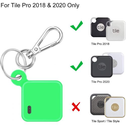  [아마존베스트]Fintie Silicone Case with Carabiner Keychain for Tile Pro with Replaceable Battery, Anti-Scratch Lightweight Soft Protective Sleeve Skin Cover, Green- Glow in The Dark