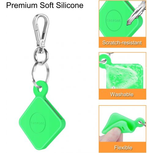  [아마존베스트]Fintie Silicone Case with Carabiner Keychain for Tile Pro with Replaceable Battery, Anti-Scratch Lightweight Soft Protective Sleeve Skin Cover, Green- Glow in The Dark