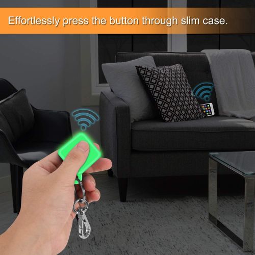  [아마존베스트]Fintie Silicone Case with Carabiner Keychain for Tile Pro with Replaceable Battery, Anti-Scratch Lightweight Soft Protective Sleeve Skin Cover, Green- Glow in The Dark